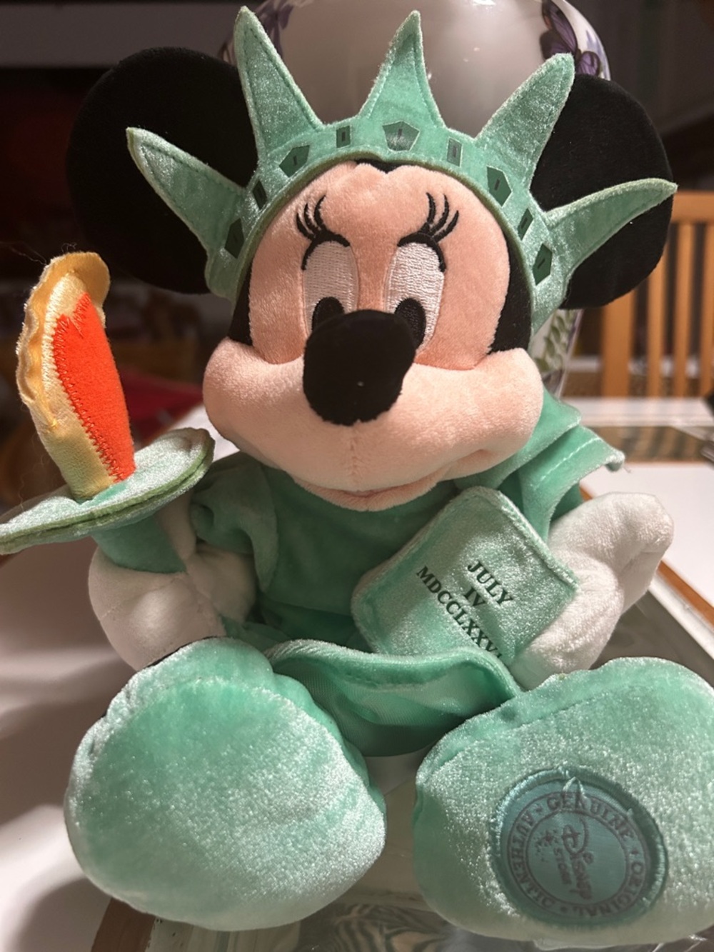 Vintage Disney Minnie Mouse Statue of Liberty Plush - Mint Green, Black, Cream